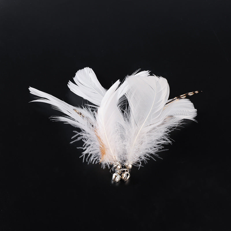 Rotating Suaser Cup Cat Teaser Wand with Feather Attachments