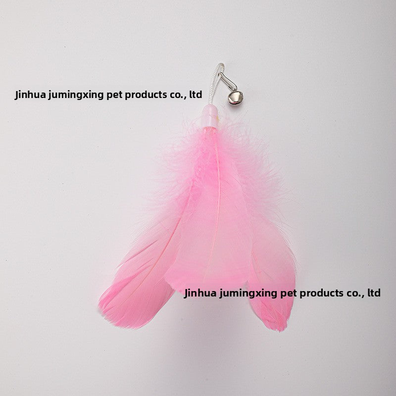 Rotating Suaser Cup Cat Teaser Wand with Feather Attachments